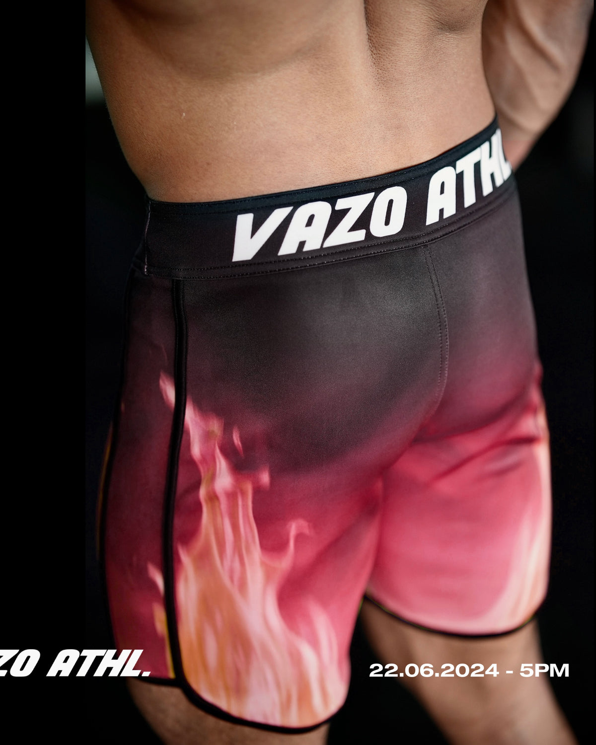 Super Radical Red men's physique board shorts by VAZO Athletics – alternate view
