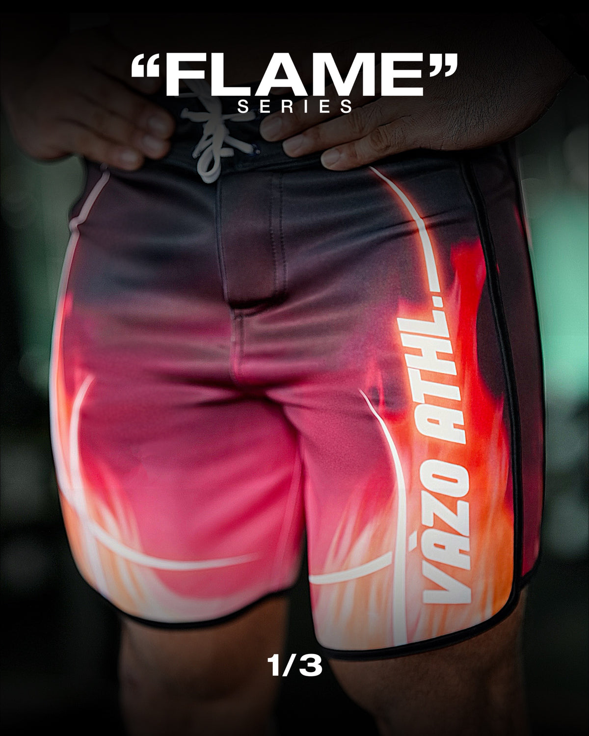 Super Radical Red men's physique board shorts by VAZO Athletics