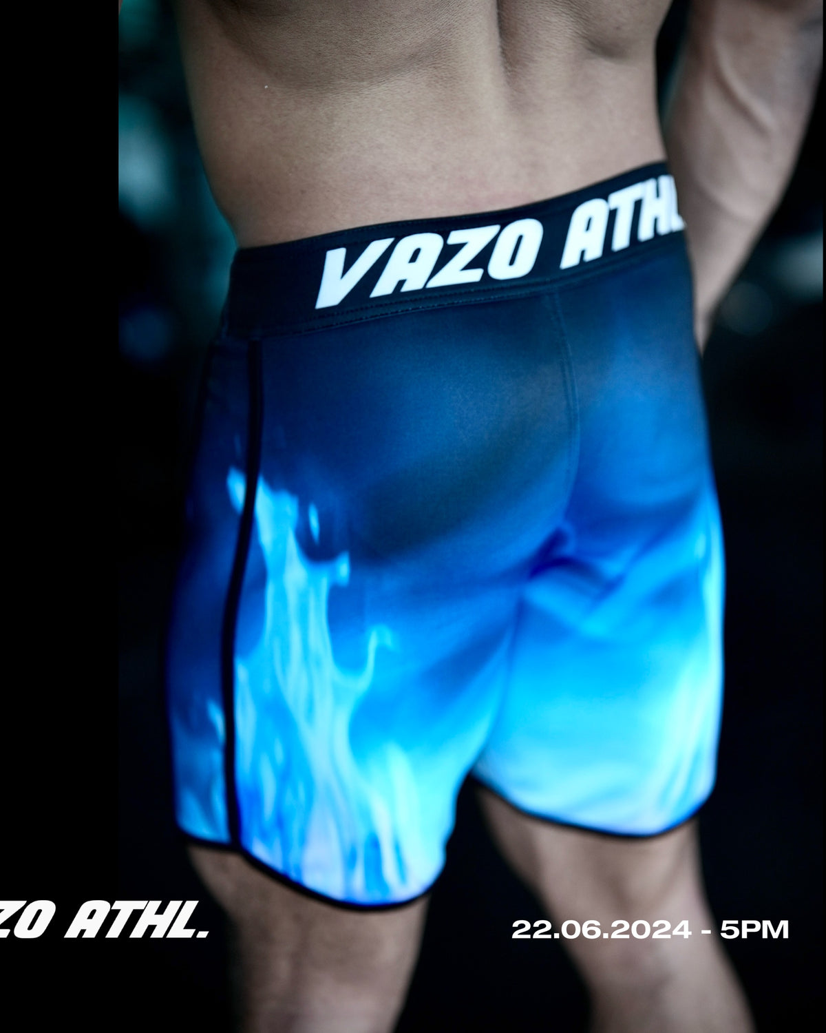 Ultra Blaze Blue men's physique board shorts by VAZO Athletics – alternate view