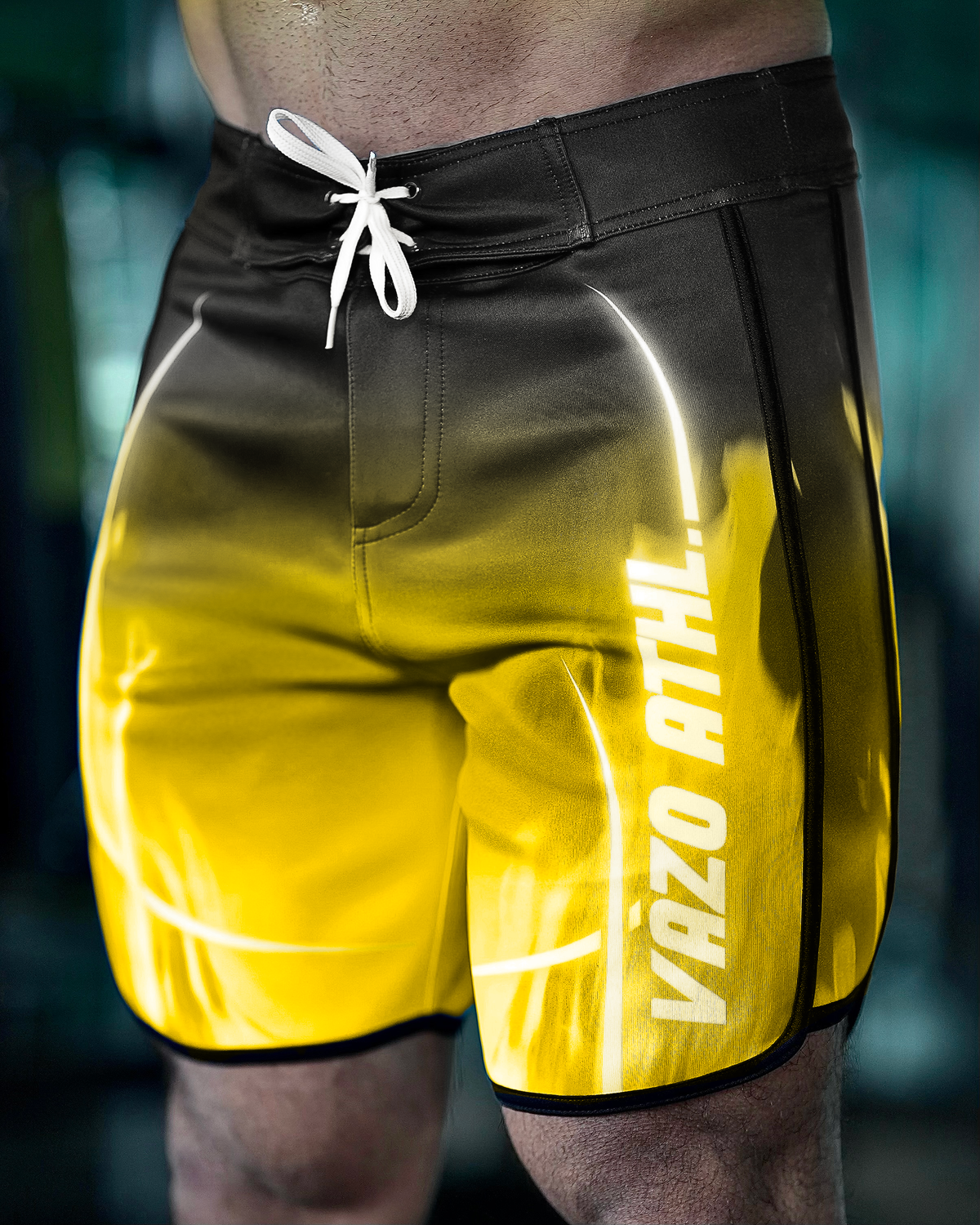 Solar Yellow men's physique board shorts by VAZO Athletics